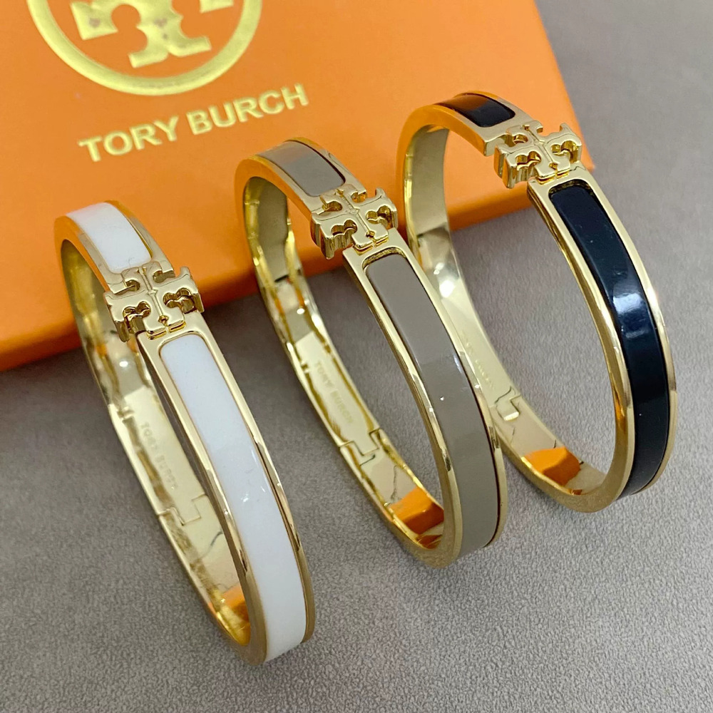 Tory Burch Enamel Metal Open Cuff Bracelet